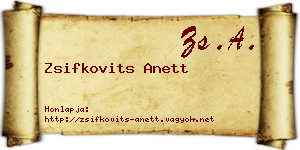Zsifkovits Anett névjegykártya